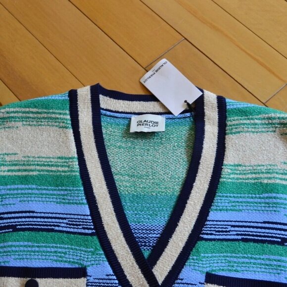 CLAUDIE PIERLOT Striped Cardigan Size 0 US XS Multi - Picture 4 of 12